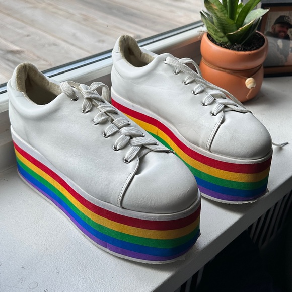 Dolls Kill Shoes - Pure Taste My Rainbow Platform Sneakers